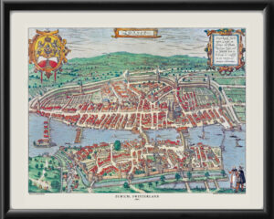 Zurich Switzerland 1581 Georg Braun & Frans Hogenberg TMBirds Eye View Map