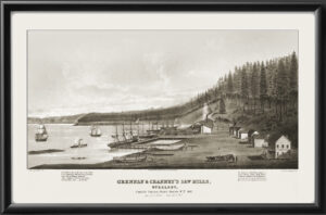 Grennan & Cranney's Saw Mills, Utsalady, Camano Island, Puget Sound, W. T., 1862 Charles B. GiffordTM Birdseye View Map