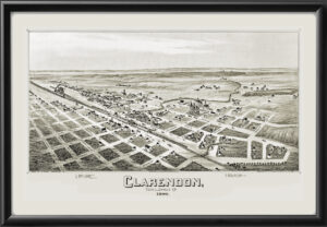 Clarendon TX 1890 Fowler and Moyer TM Birds Eye View Map