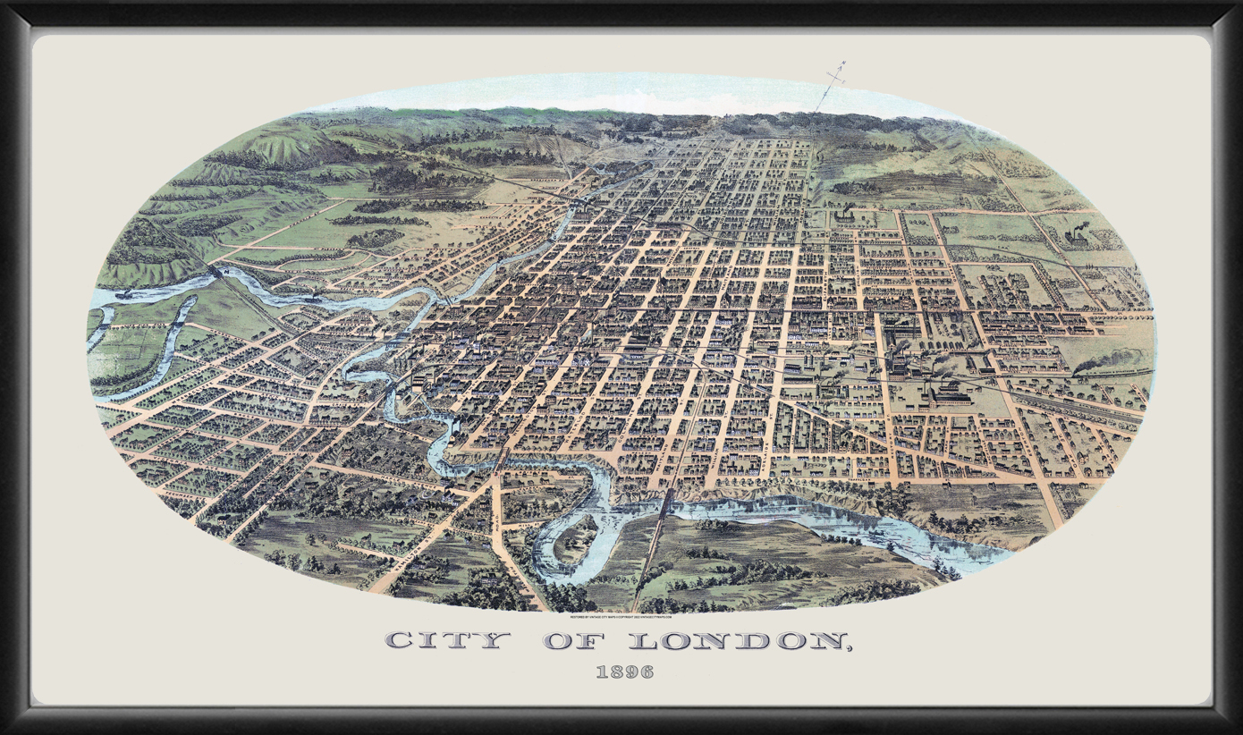 London Ontario Canada 1896 Vintage City Maps