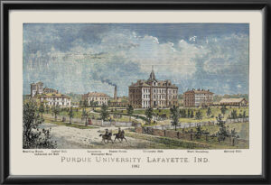 Purdue University Lafayette IN color 1882 TM Birdseye View Map
