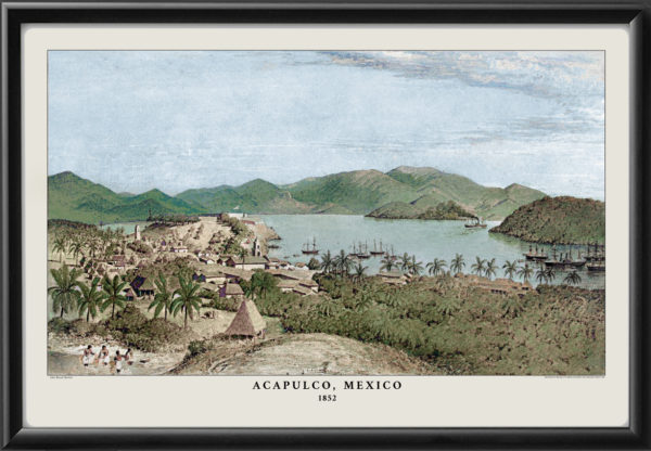 Acapulco Mexico 1852 Panoramic View (Color)