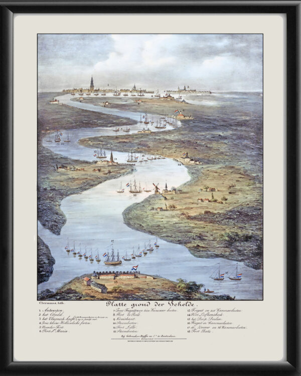 Antwerp and The Scheldt River 1832 Tm Bird's Eye View Map