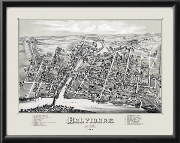 Belvedere NJ 1883 OH BaileyTM Vintage Map