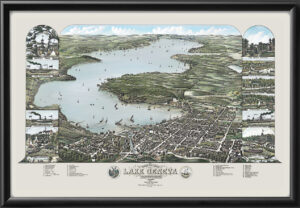 Lake Geneva WI 1882 Color Wellge & Poole tm+ Birds Eye View Map