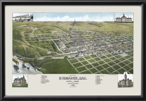Bismarck ND 1883 Stoner Color Tm Birdseye View Map