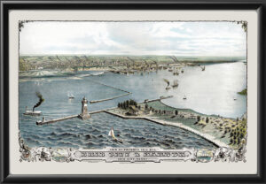 Erie and Presque Isle Bay PA 1876 Color TM