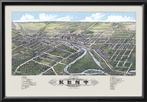 Kent OH 1882 Ruger Color TM Birdseye View Map