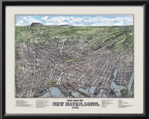 New Haven CT 1879 COLOR tm Birdseye View Map