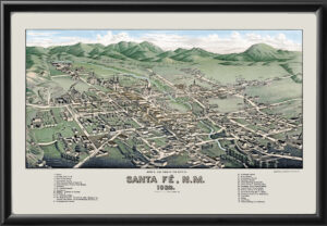 Santa Fe NM 1882 Color Birdseye View Map