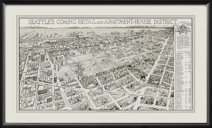 Seattle WA 1917 - Seattle's Coming Retail and Apartment House District Birds Eye View Map