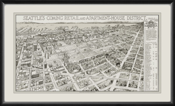 Seattle WA 1917 - Seattle's Coming Retail and Apartment House District Birds Eye View Map