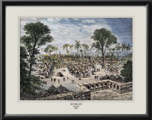 View of Kumasi Ghana from the King's palace. 1882 TM Birdseye View Map