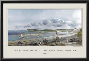 Smithtown Bay - Smithtown Long Island NY 1880 Edward Lange tm Birds Eye View Map