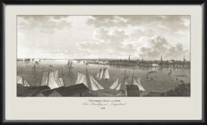New York Harbor and docks from Brooklyn on Long Island in 1824 Axel Klinckowstrom, Newyorks Hamn och Redd TM