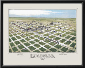 Childress TX 1890 Fowler Color TM Birds Eye View Map