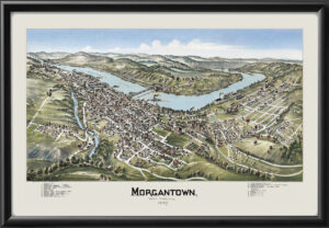Morgantown WV 1897 Fowler Color TM Birds Eye View Map