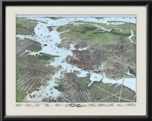 Norfolk, Portsmouth and Berkley VA 1891 Augustus Koch TM Birds Eye View Map