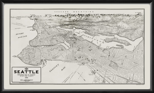 Seattle WA 1925 Edwin Poland TM Birds Eye View Map