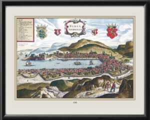 Bergen Norway 1581 Hieronymus Scholeus TM Birds Eye View Map