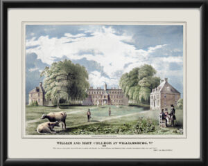 College of William and Mary Williamsburg VA 1840 Thomas Millington Color Tm