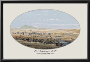 Fort Laramie WY 1869 view from the east Anton Schonborn TM Bird's Eye View Map
