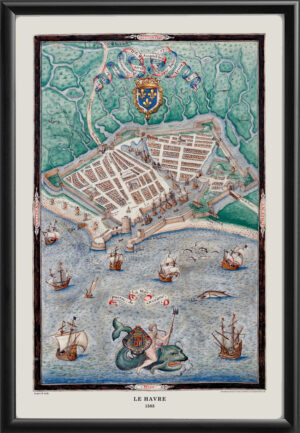Le Havre France 1583 Jacques de Vaulx TM Bird's Eye View Map