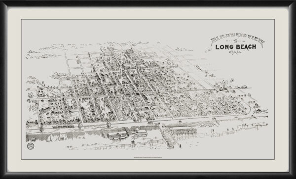 Long Beach CA 1900 Amer. Eng. Co TM Birds Eye View Map