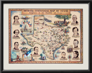 Centennial Map of Texas 1934 Birds Eye View Map