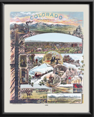 Colorado - The state of mountain and plain 1896 TM Birds Eye View Map