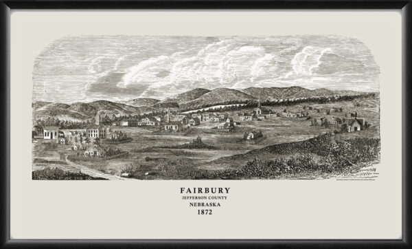 Fairbury NE 1872 St. Joe Eng Co.TM Birds Eye View Map