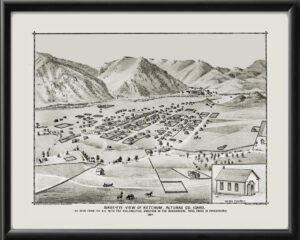 Ketchum, Idaho, 1884 Birds Eye View Map