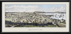 Seattle WA 1884 A. Burr - color TM Birds Eye View Map