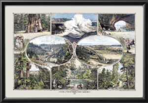 Santa Cruz CA 1882 - Views of the South Pacific Coast Railroad Birds Eye View Map