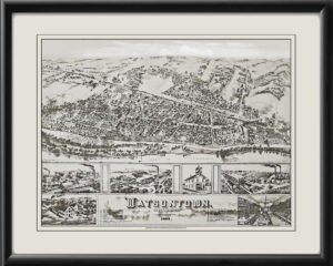 Watsontown PA 1883 Birds Eye View Map