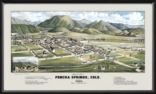 Poncha Springs CO 1882 Birds Eye View Map