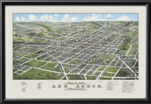 Ann Arbor MI 1880 Birds Eye View Map