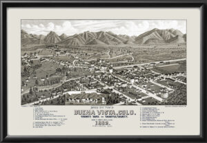 Buena Vista CO 1882 Birds Eye View Map