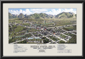 Buena Vista CO 1882 Birds Eye View Map