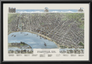 Evansville IN 1888 (Color) Birds Eye View Map