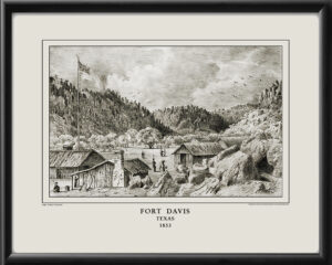 Fort Davis TX 1853 - Restored Bird's Eye View Birds Eye View Map