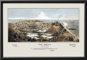 Fort Sumter - Charleston SC 1863 (Color) Birds Eye View Map