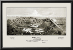 Fort Sumter - Charleston SC 1863Birds Eye View Map