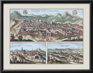 Jerusalem, Nazareth, and Ramla 1657 Birds Eye View Map
