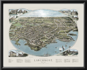 Larchmont NY 1904 Birds Eye View Map