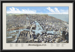 Milwaukee WI 1879 Birds Eye View Map