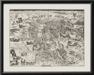 The Heart of Arizona 1828 Birds Eye View Map