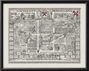 University of Pennsylvania 1933 Birds Eye View Map
