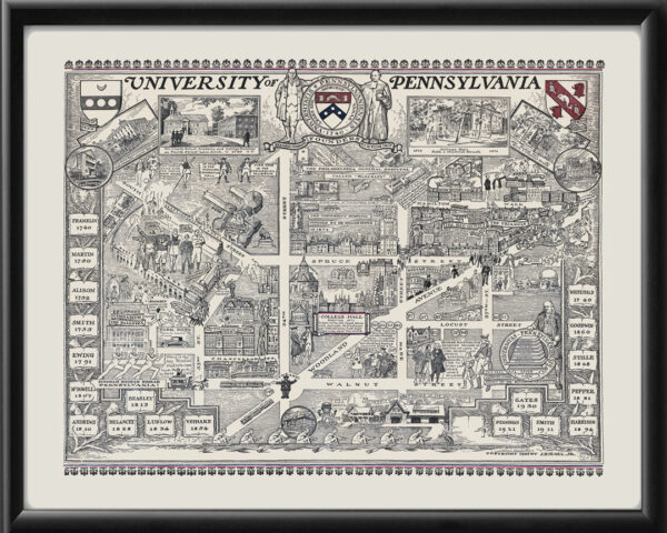 University of Pennsylvania 1933 Birds Eye View Map