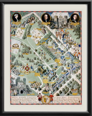 Bryn Mawr College May Day Map 1934 Birds Eye View Map